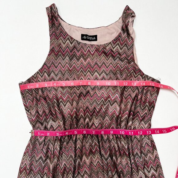As U Wish Rose Pink Chevron Zig Zag Print Sheath Dress - Picture 14 of 14